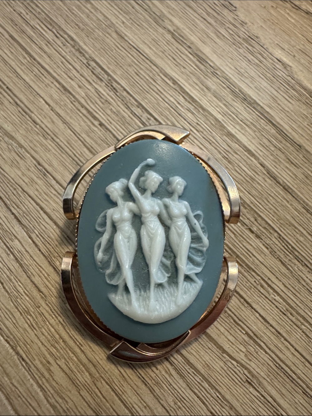 Three Graces Cameo Brooch -  Cameo with Gold Frame